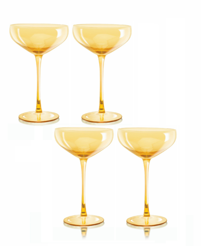 Qualia Glass Carnival Coupe 13 oz Glasses, Set Of 4 In Amber