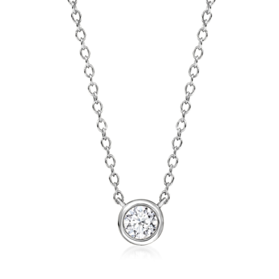 Ross-simons Bezel-set Lab-grown Diamond Necklace In Sterling Silver