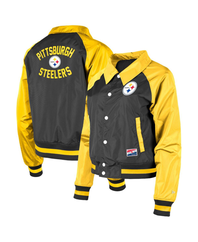 New Era Women's  Black Pittsburgh Steelers Coaches Raglan Full-snap Jacket