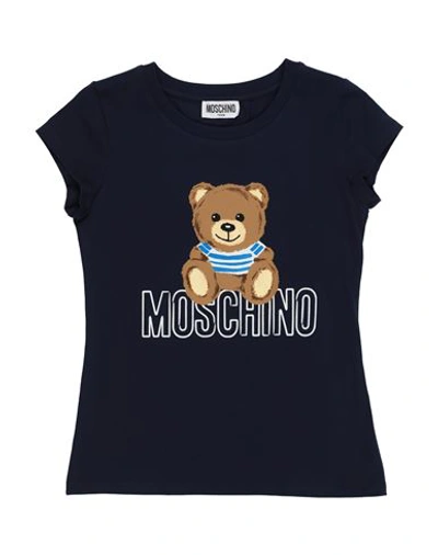 Moschino Kid Babies'  Toddler Girl T-shirt Navy Blue Size 6 Cotton, Elastane