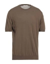 Kangra Cashmere Kangra Man Sweater Khaki Size 48 Cotton In Beige