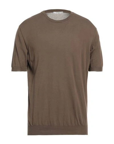 Kangra Cashmere Kangra Man Sweater Khaki Size 48 Cotton In Beige