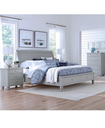 Macy's Cambridge California King Sleigh Storage Bed 3pc Set (bed + Chest + Nightstand) In Grey
