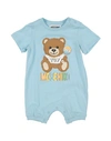 Moschino Baby Newborn Baby Jumpsuits Sky Blue Size 3 Cotton