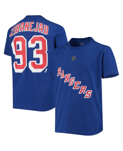 Outerstuff Kids' Big Boys Mika Zibanejad Blue New York Rangers Player Name And Number T-shirt