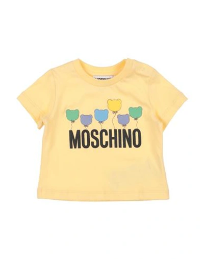 Moschino Baby Newborn T-shirt Light Yellow Size 3 Cotton, Elastane