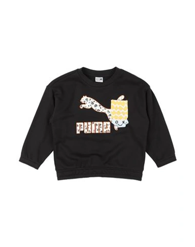 Puma Babies'  Classics Mix Mtch Crew Tr Toddler Girl Sweatshirt Black Size 6 Cotton, Polyester, Elastane