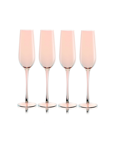 Qualia Glass Carnival Champagne Flutes, Set Of 4 In Pink