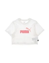 Puma Girls Logo Cropped Tee Toddler Girl T-shirt White Size 6 Cotton, Polyester In White