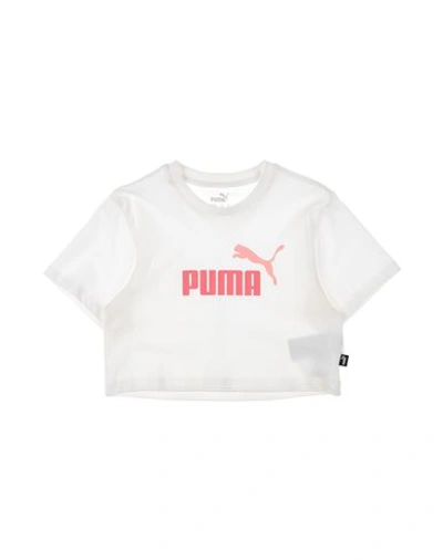 Puma Babies'  Girls Logo Cropped Tee Toddler Girl T-shirt White Size 5 Cotton, Polyester