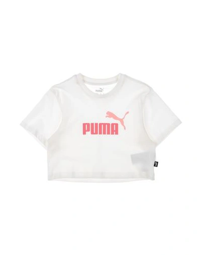 Puma Babies'  Girls Logo Cropped Tee Toddler Girl T-shirt White Size 6 Cotton, Polyester