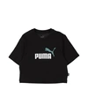 Puma Babies'  Girls Logo Cropped Tee Toddler Girl T-shirt Black Size 5 Cotton, Polyester
