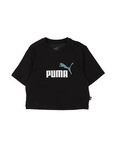 Puma Babies'  Girls Logo Cropped Tee Toddler Girl T-shirt Black Size 5 Cotton, Polyester