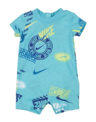 Nike B Nk Wild Air Aop Romper Newborn Boy Baby Bodysuit Sky Blue Size 3 Cotton, Polyethylene