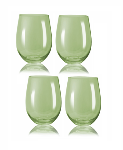 Qualia Glass Carnival Stemless Wine Glasses, 19 Oz, Set Of 4 In Sage