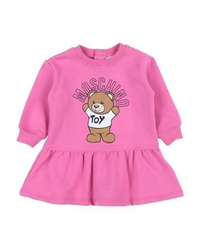 Moschino Baby Newborn Girl Baby Dress Fuchsia Size 3 Cotton, Elastane In Pink
