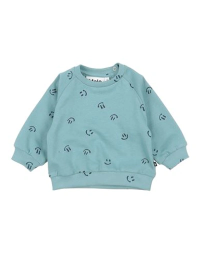 Molo Babies'  Newborn Girl Sweatshirt Turquoise Size 3 Organic Cotton In Blue