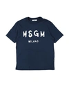 Msgm Toddler Girl T-shirt Navy Blue Size 6 Cotton In Blue