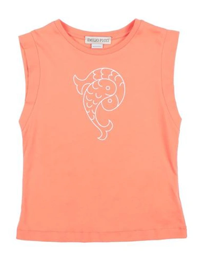 Pucci Emilio  Toddler Girl T-shirt Orange Size 6 Cotton In Orange