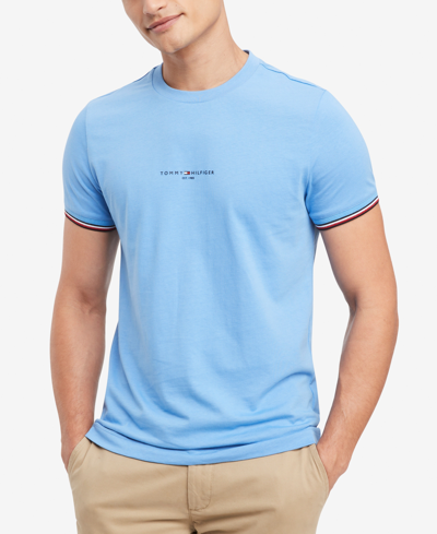 Tommy Hilfiger Men's Tommy Logo-tipped Cotton T-shirt In Blue Spell