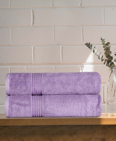 Superior Solid Quick Drying Absorbent 2 Piece Egyptian Cotton Bath Sheet Towel Set In Royal Purp