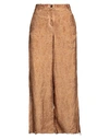Masnada Woman Pants Brown Size 10 Linen, Viscose In Beige