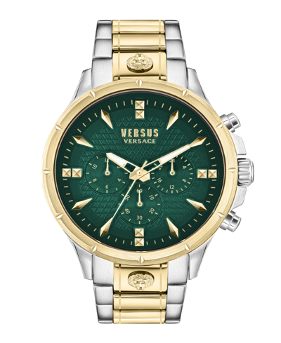 Versus Men's Chrono Lion Modern Multifunction Two-tone Stainless Steel Watch 45mm In Green/two-tone