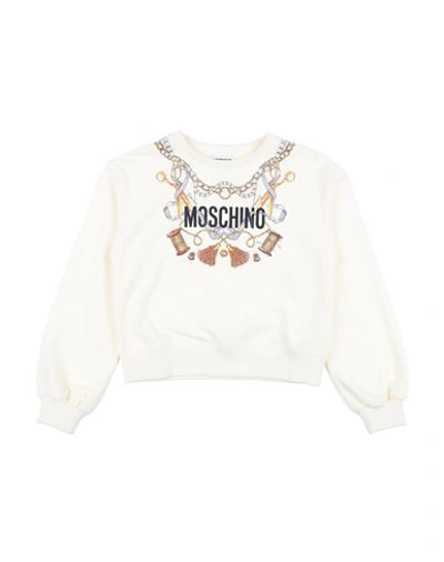 Moschino Kid Babies'  Toddler Girl Sweatshirt Cream Size 6 Cotton, Elastane In White