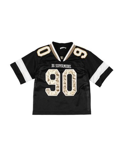 Dolce & Gabbana Babies'  Toddler Girl T-shirt Black Size 3 Polyester, Cotton, Viscose, Elastane, Metallic Pol