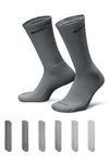 Nike Assorted 6-pack Everyday Plush Cushion Crew Training Socks In Grey Multi