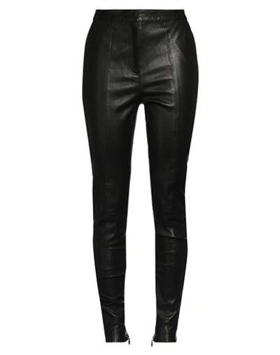 Balmain Stretch Leather Pants In Black