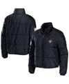 Wear By Erin Andrews Women's  Black New Orleans Saints Puffer Full-zip Cropped Jacket In Black