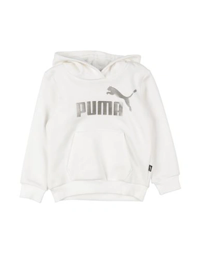 Puma Babies'  Ess+ Logo Hoodie Fl G Toddler Girl Sweatshirt Off White Size 6 Cotton, Polyester, Elastane