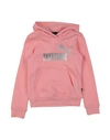 Puma Babies'  Ess+ Logo Hoodie Fl G Toddler Girl Sweatshirt Salmon Pink Size 6 Cotton, Polyester, Elastane