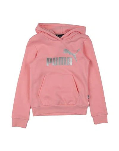Puma Babies'  Ess+ Logo Hoodie Fl G Toddler Girl Sweatshirt Salmon Pink Size 6 Cotton, Polyester, Elastane