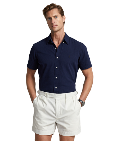 Polo Ralph Lauren Men's Classic-fit Seersucker Shirt, Created For Macy's In Astoria Navy