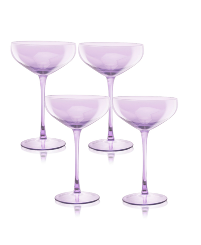 Qualia Glass Carnival Coupe 13 oz Glasses, Set Of 4 In Purple
