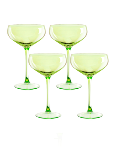 Qualia Glass Carnival Coupe 13 oz Glasses, Set Of 4 In Green
