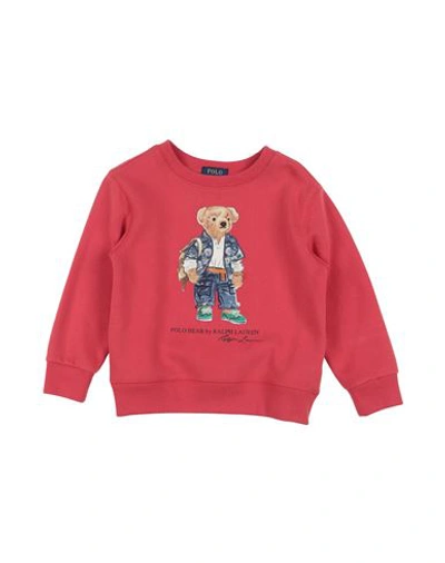 Polo Ralph Lauren Babies'  Polo Bear Fleece Sweatshirt Toddler Boy Sweatshirt Red Size 3 Cotton, Polyester