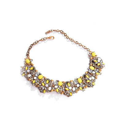 Sohi Women's Yellow Stone Cluster Necklace