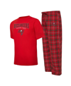 CONCEPTS SPORT MEN'S CONCEPTS SPORT RED, PEWTER TAMPA BAY BUCCANEERS ARCTIC T-SHIRT AND PAJAMA PANTS SLEEP SET
