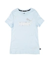 Puma Babies'  Ess+ Logo Tee G Toddler Girl T-shirt Sky Blue Size 6 Cotton