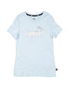 Puma Ess+ Logo Tee G Toddler Girl T-shirt Sky Blue Size 6 Cotton In Blue