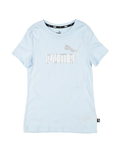 Puma Babies'  Ess+ Logo Tee G Toddler Girl T-shirt Sky Blue Size 5 Cotton