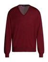 Drumohr Man Sweater Burgundy Size 42 Merino Wool In Red