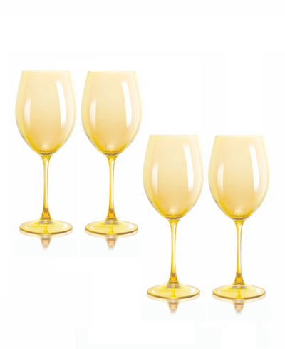 Qualia Glass Carnival All Purpose 20 oz Wine Glasses, Set Of 4 In Amber