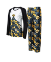 Concepts Sport Women's  Black Iowa Hawkeyes Tinsel Ugly Sweater Long Sleeve T-shirt And Pants Sleep S In Black