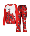 Concepts Sport Scarlet Ohio State Buckeyes Tinsel Ugly Sweater Long Sleeve T-shirt & Pants Sleep Set In Scarlet