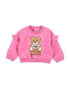 Moschino Baby Newborn Girl Sweatshirt Fuchsia Size 3 Cotton, Elastane In Pink