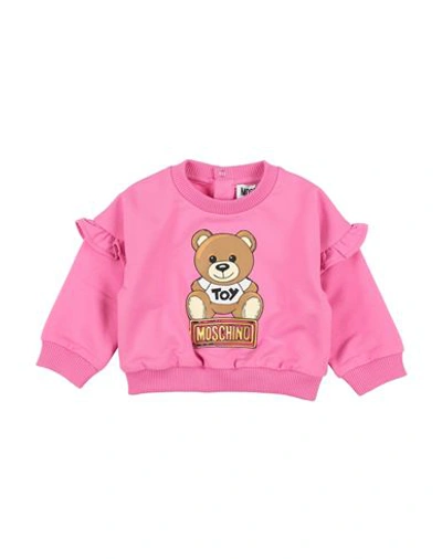 Moschino Baby Newborn Girl Sweatshirt Fuchsia Size 3 Cotton, Elastane In Pink